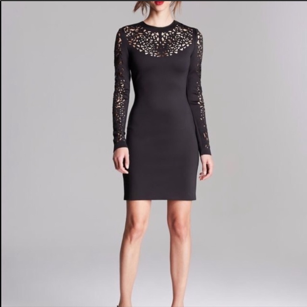 Clover Canyon long sleeve laser cut neoprene dress